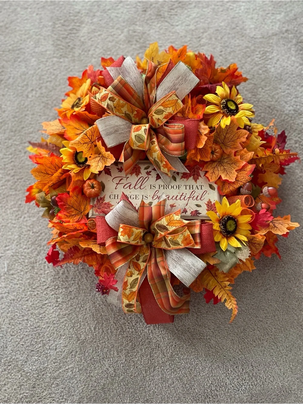 Autumn Sunflower Fall Wreath - Orange, Yellow